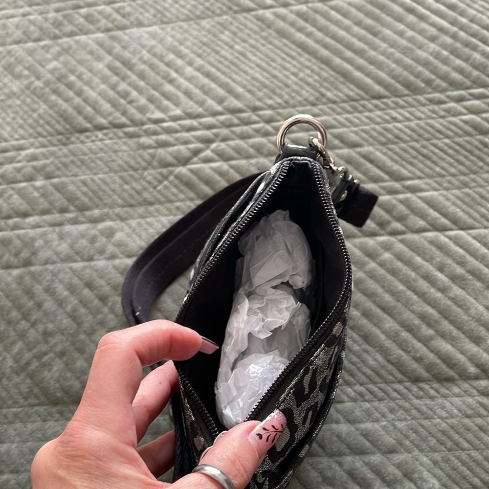 Coach Black/Silver/Gray Leopard Print Crossbody Bag - Picture 3 of 3